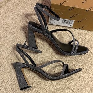 Mix No. 6 Midnight Galaxy Glitter Strappy Block Heels